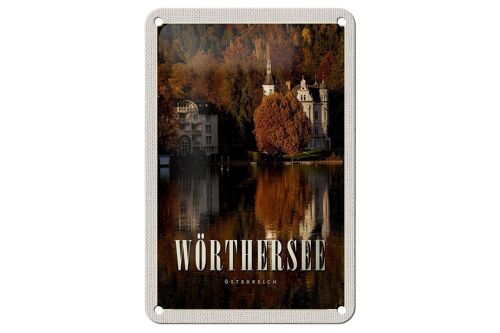 Blechschild Reise 12x18cm Wörthersee Europa Schloss Natur Urlaub Schild