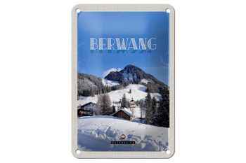 Panneau de voyage en étain, 12x18cm, Berwang, autriche, Ski de neige, signe de vacances 1