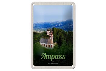Panneau de voyage en étain, 12x18cm, Ampass, autriche, église dans la forêt, panneau naturel 1