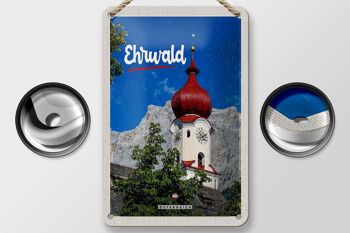 Panneau de voyage en étain 12x18cm, panneau de toit rouge pour église Ehrwald autriche 2