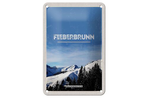 Blechschild Reise 12x18cm Fieberbrunn Österreich Winter Ski Schild