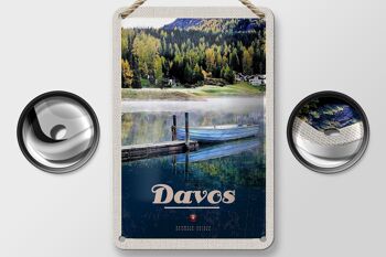 Panneau de voyage en étain, 12x18cm, Davos, suisse, randonnée sur le lac, signe de vacances 2