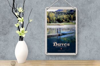 Panneau de voyage en étain, 12x18cm, Davos, suisse, randonnée sur le lac, signe de vacances 4