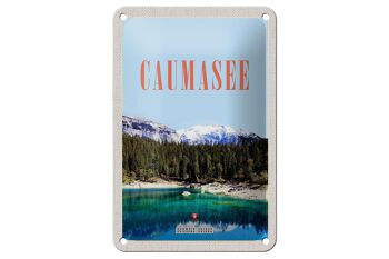 Panneau de voyage en étain, 12x18cm, lac Cauma, suisse, neige, nature, vacances 1