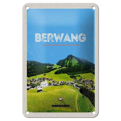 Cartel de chapa de viaje, 12x18cm, Berwang Austria, pasto, montañas, cartel natural