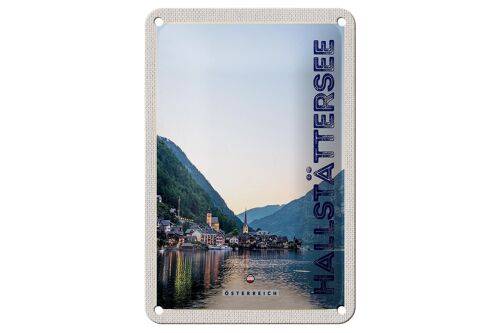 Blechschild Reise 12x18cm Blick auf Hallstättersee Österreich Schild