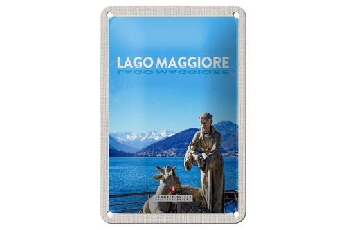 Blechschild Reise 12x18cm Lago Maggiore Schweiz Skulptur Ziege Schild