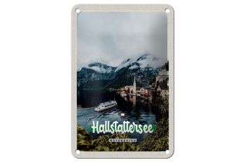 Panneau de voyage en étain, 12x18cm, lac Hallstatt, montagnes, bateau, signe de montagne 1