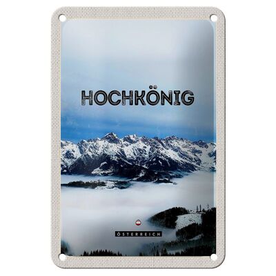 Panneau en étain voyage 12x18cm vue sur les montagnes Hochkönig panneau d'hiver
