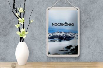 Panneau en étain voyage 12x18cm vue sur les montagnes Hochkönig panneau d'hiver 4