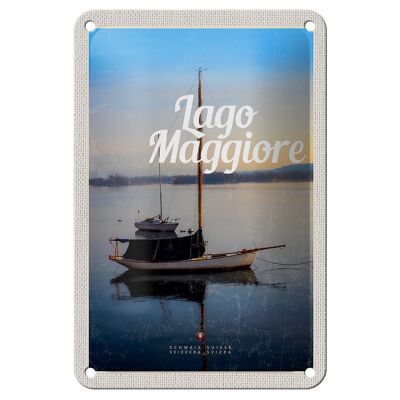 Targa in metallo da viaggio 12x18cm Lago Maggiore barche al mare cartello vacanza