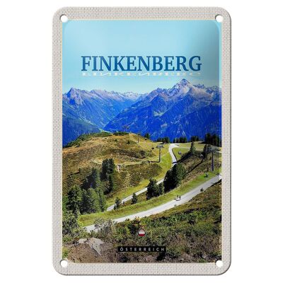 Blechschild Reise 12x18cm Finkenberg Aussicht auf Wälder Gebirge Schild