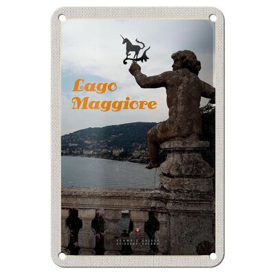 Letrero de chapa de viaje, 12x18cm, escultura de unicornio del lago Maggiore, letrero natural
