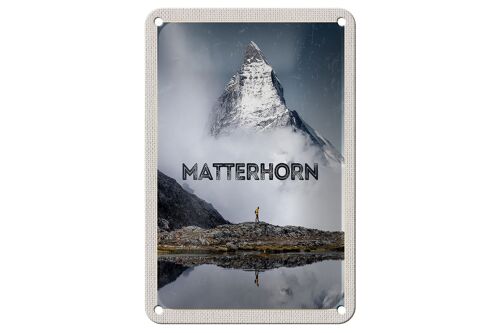 Blechschild Reise 12x18cm Matterhorn Schweiz Wanderung Berg Schild