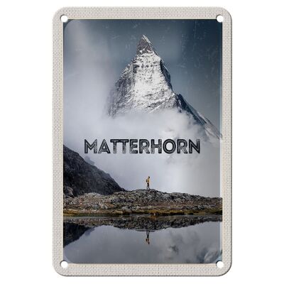 Blechschild Reise 12x18cm Matterhorn Schweiz Wanderung Berg Schild