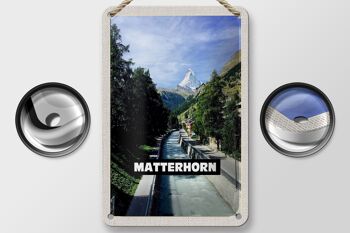 Panneau de voyage en étain 12x18cm, panneau de ville de montagne, rivière Matterhorn, suisse 2