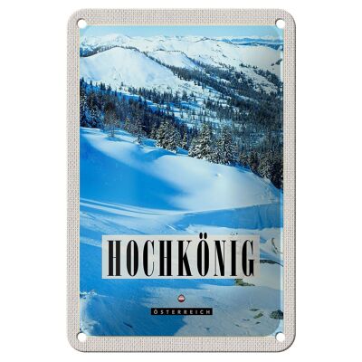 Blechschild Reise 12x18cm Hochkönig Skipiste Winter Schnee Natur Schild