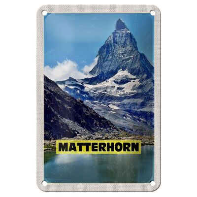 Blechschild Reise 12x18cm Matterhorn Gebirge Schweiz Wanderung Schild