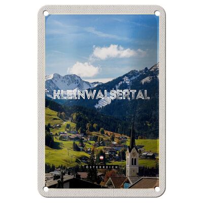 Cartel de chapa de viaje 12x18cm Cartel de caminata en góndola de la iglesia de Kleinwalsertal