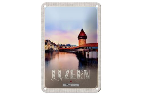 Blechschild Reise 12x18cm Luzern Schweiz Champal Bridge Natur Schild