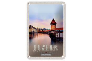 Panneau de voyage en étain, 12x18cm, Lucerne, suisse, pont Champal, panneau naturel 1