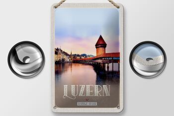 Panneau de voyage en étain, 12x18cm, Lucerne, suisse, pont Champal, panneau naturel 2
