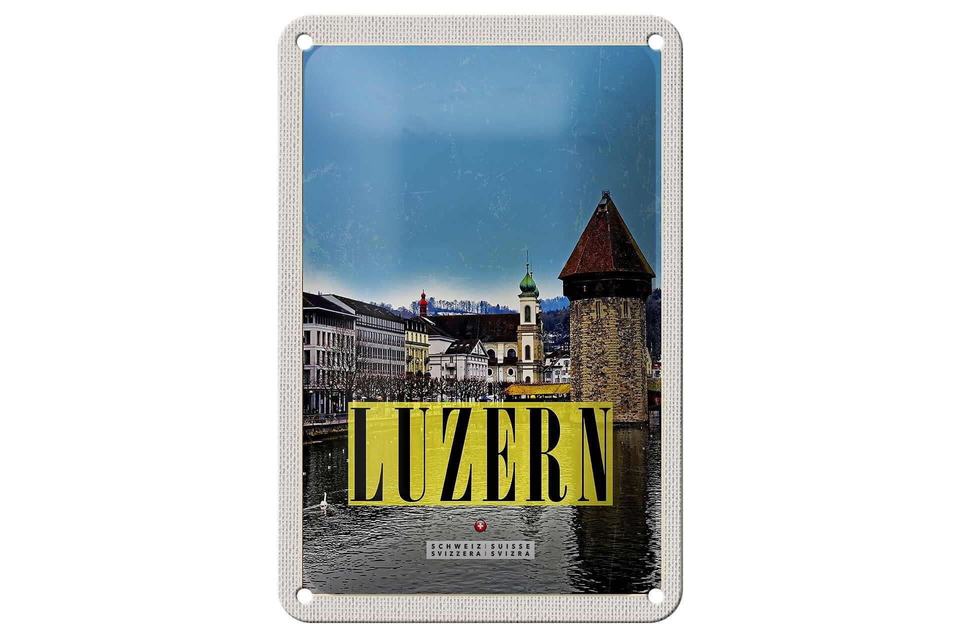 Targa in metallo da viaggio 12x18 cm Targa per escursione in famiglia per la città di Lucerna