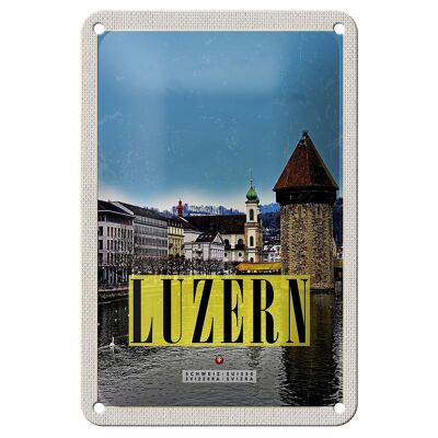 Blechschild Reise 12x18cm Luzern Stadt Familienurlaub Wanderung Schild