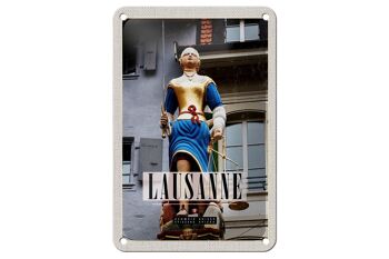 Signe en étain de voyage, 12x18cm, Lausanne, suisse, Sculpture de femme, signe de balance 1