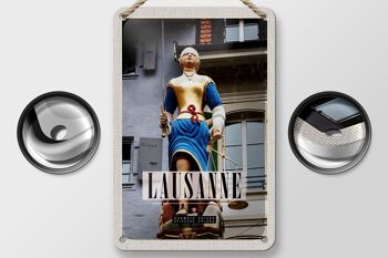 Signe en étain de voyage, 12x18cm, Lausanne, suisse, Sculpture de femme, signe de balance 2