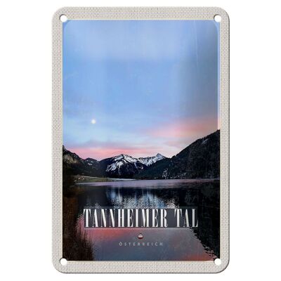 Cartel de chapa de viaje, 12x18cm, Tannheimer Tal Lake, cartel de salida del sol natural