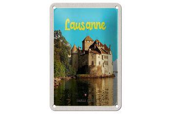 Panneau de voyage en étain, 12x18cm, château de Lausanne, lac suisse, panneau de Destination de voyage 1