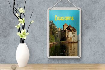 Panneau de voyage en étain, 12x18cm, château de Lausanne, lac suisse, panneau de Destination de voyage 4