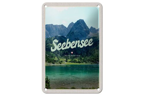 Blechschild Reise 12x18cm Seebensee Österreich Wälder Natur See Schild