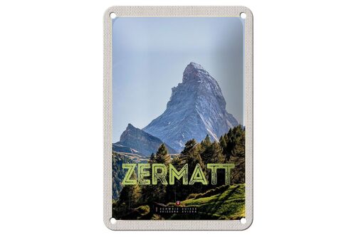 Blechschild Reise 12x18cm Zermatt Ansicht Ausblick Urlaubsort Schild