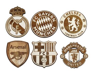 Football Badge Wood Coaster - Cadeau de pendaison de crémaillère - N'importe quel club de n'importe quel sport - Logos de football personnalisés 8