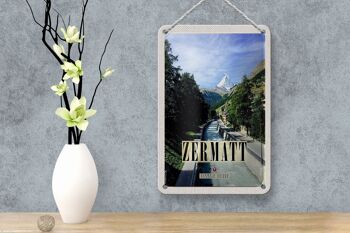 Panneau de voyage en étain, 12x18cm, rivière Zermatt, forêt naturelle, panneau de Destination de vacances 4