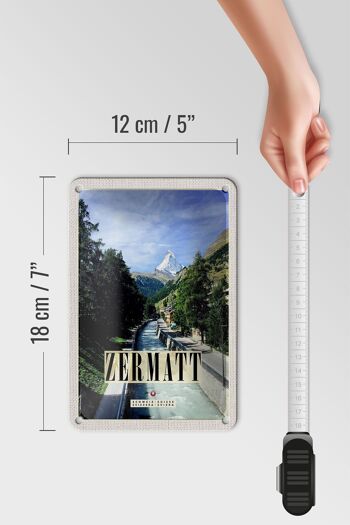 Panneau de voyage en étain, 12x18cm, rivière Zermatt, forêt naturelle, panneau de Destination de vacances 5