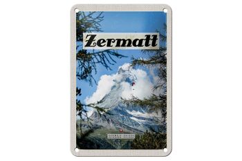 Panneau en étain de voyage 12x18cm, Zermatt, suisse, arbre de noël, signe de l'heure d'hiver 1