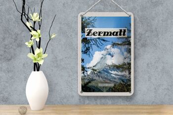 Panneau en étain de voyage 12x18cm, Zermatt, suisse, arbre de noël, signe de l'heure d'hiver 4