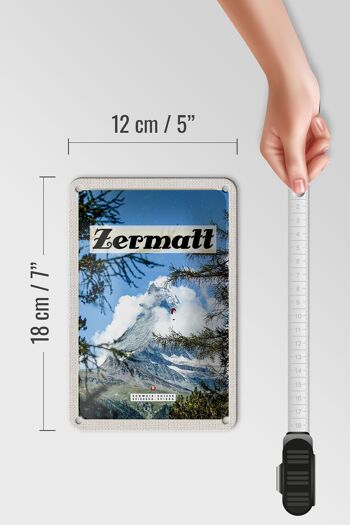 Panneau en étain de voyage 12x18cm, Zermatt, suisse, arbre de noël, signe de l'heure d'hiver 5