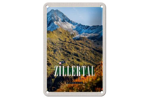 Blechschild Reise 12x18cm Zillertal Gebirge Natur Wälder Urlaub Schild