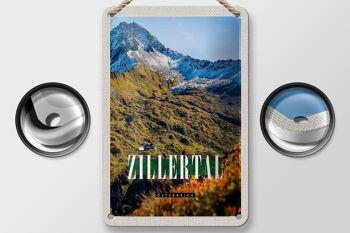 Panneau de voyage en étain, 12x18cm, montagnes du Zillertal, forêts naturelles, signe de vacances 2