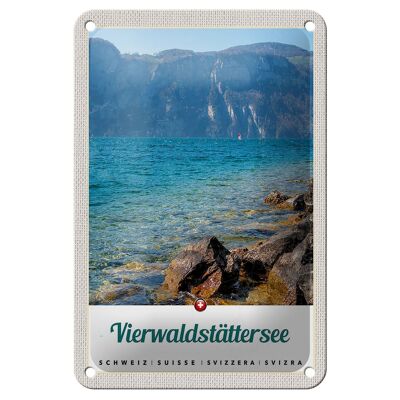 Cartel de chapa de viaje, 12x18cm, lago de Lucerna, lago, Suiza, cartel natural