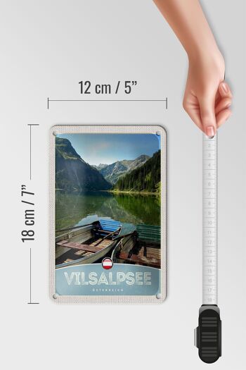 Panneau de voyage en étain, 12x18cm, Vilsalpsee, autriche, forêt, bateau 5