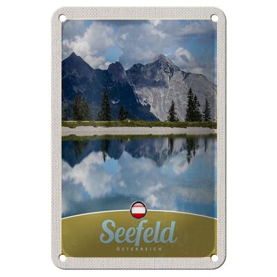Cartel de chapa de viaje, 12x18cm, Seefeld, Austria, bosque, senderismo, cartel natural