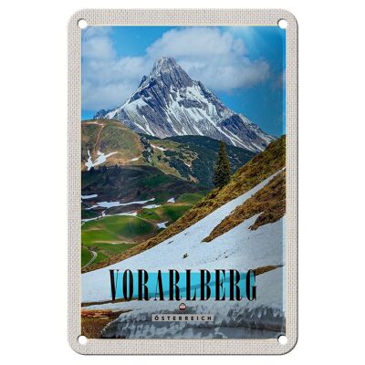 Panneau de voyage en étain 12x18cm, panneau de montagne, neige, hiver, Vorarlberg