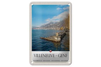 Panneau en tôle voyage 12x18cm Villeneuve-Genève Suisse panneau de randonnée 1