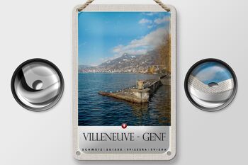Panneau en tôle voyage 12x18cm Villeneuve-Genève Suisse panneau de randonnée 2