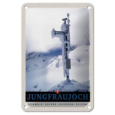 Blechschild Reise 12x18cm Jungfraujoch Schweiz Winterzeit Natur Schild